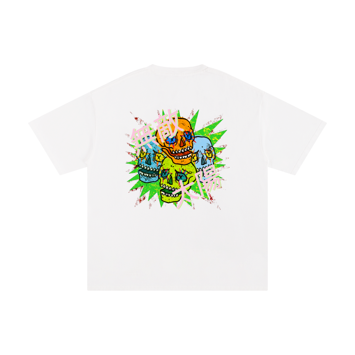 S.I Multi Skulls White (Front+Back Print)