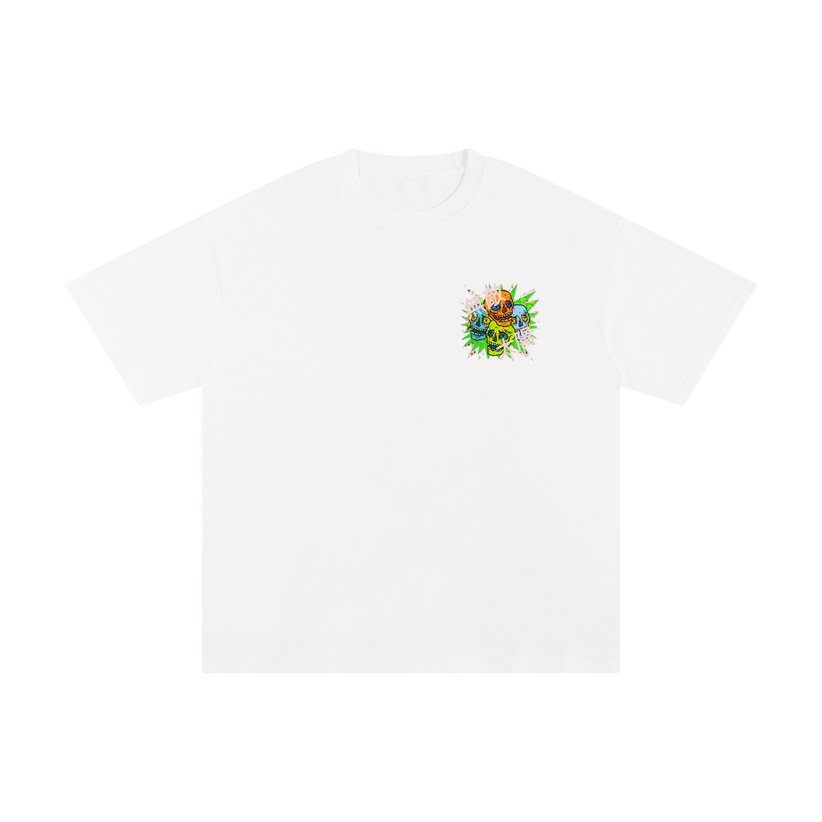S.I Multi Skulls White (Front+Back Print)
